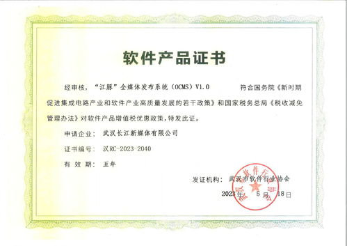 通过 双软 认证 长江网技术服务能力再提升
